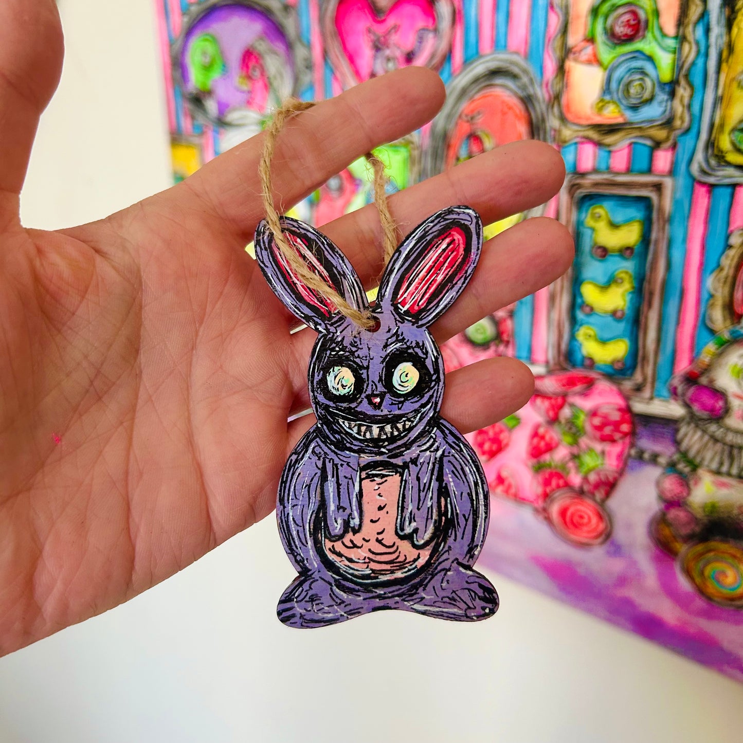 Purple bunny ornament
