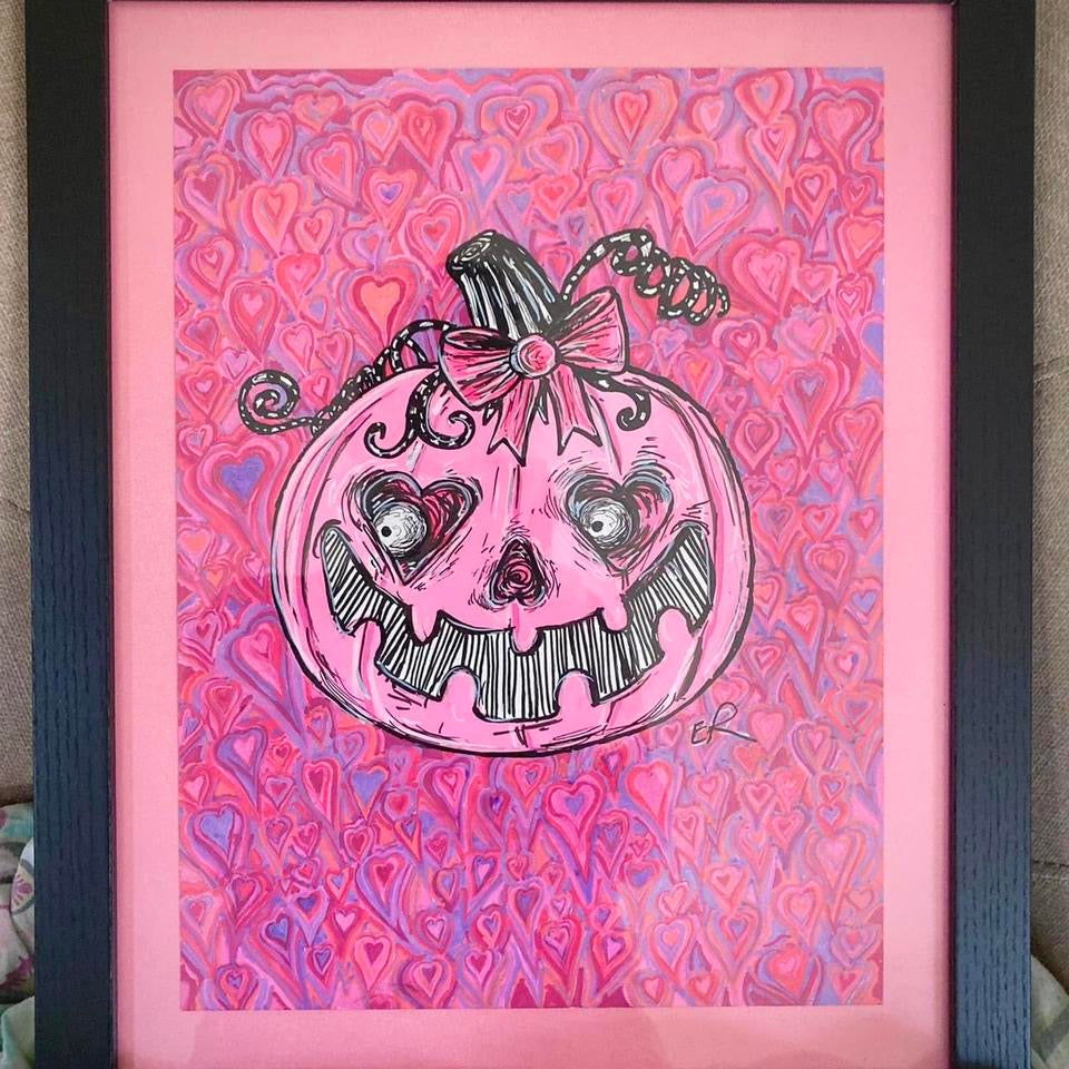 Pink Pumpkin original framed artwork