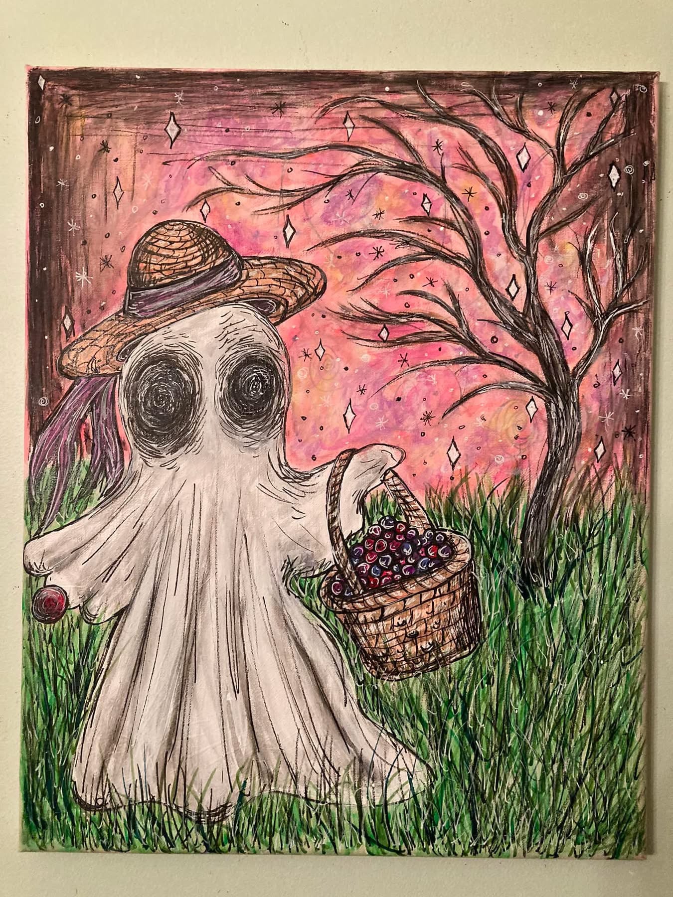 Ghostie Picking Berries original painting