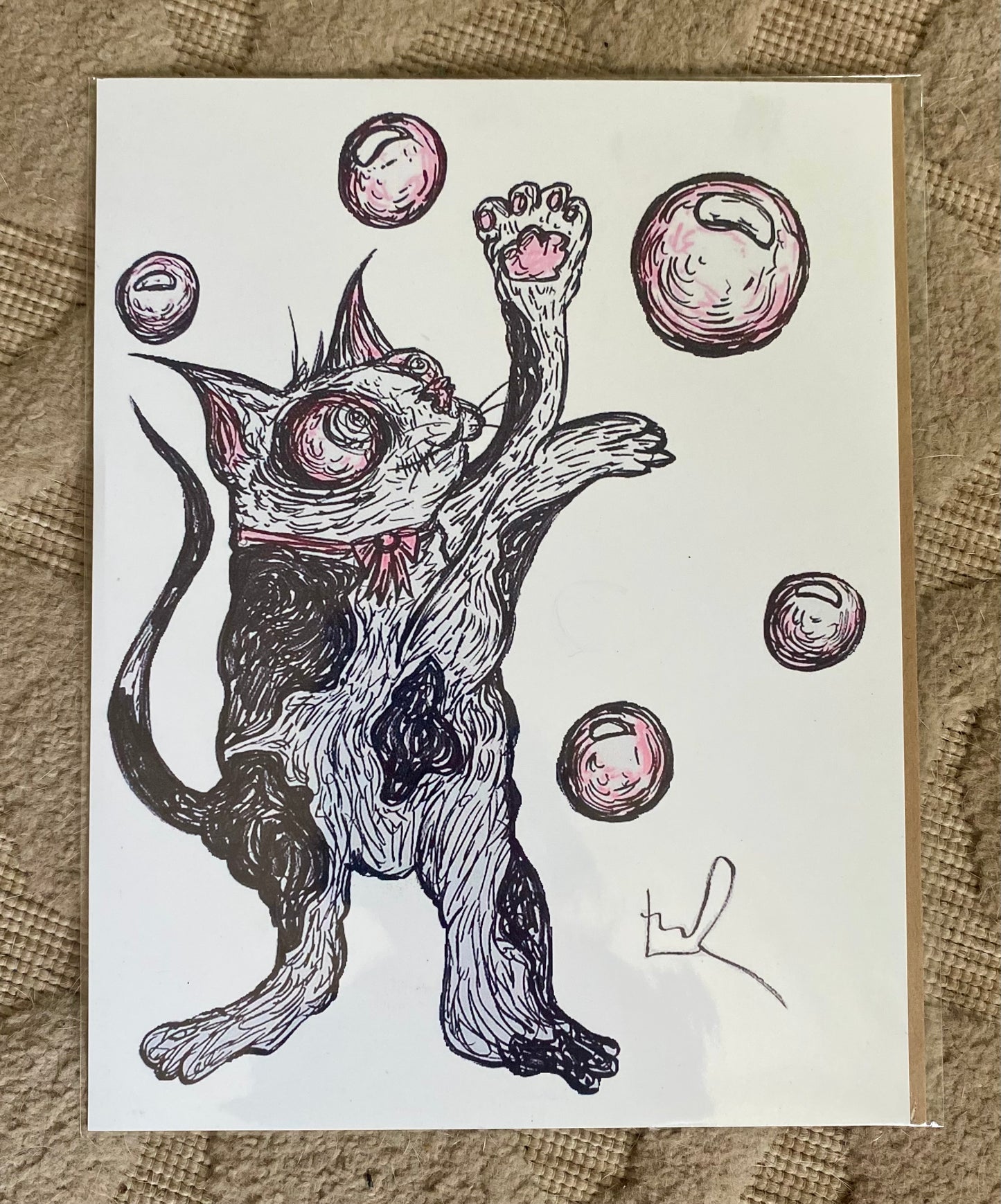 “Kitten Bubbles” print