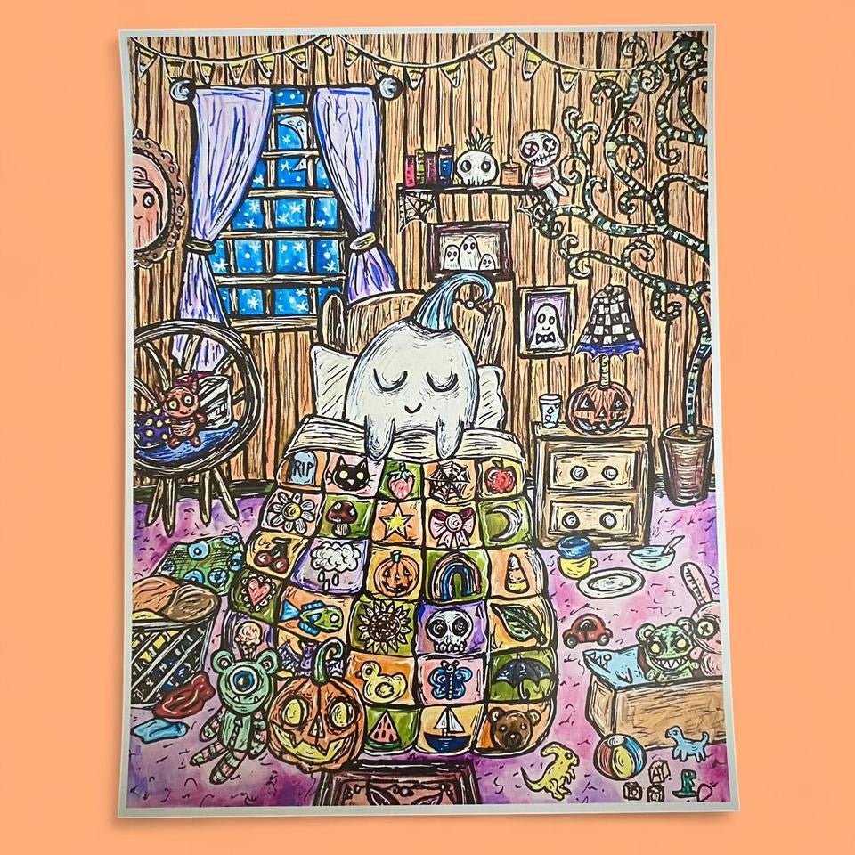 Sleepy Ghostie 8.5 x 11 print