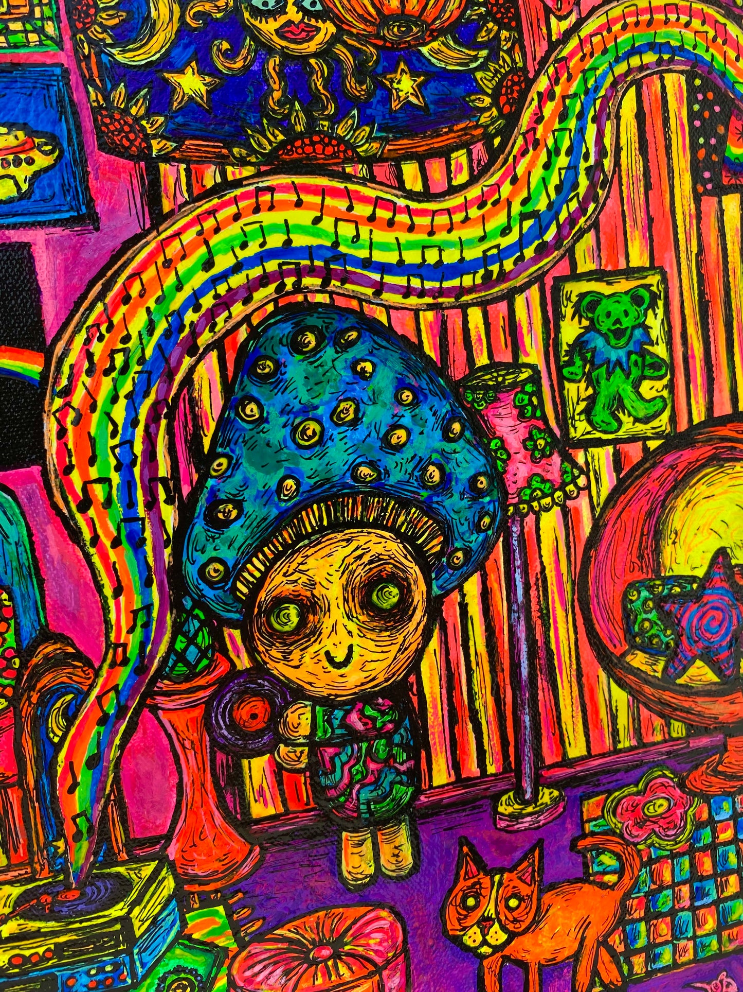 “Mushroom Music Time” original acrylic painting
