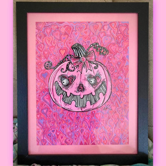 Pink Pumpkin original framed artwork