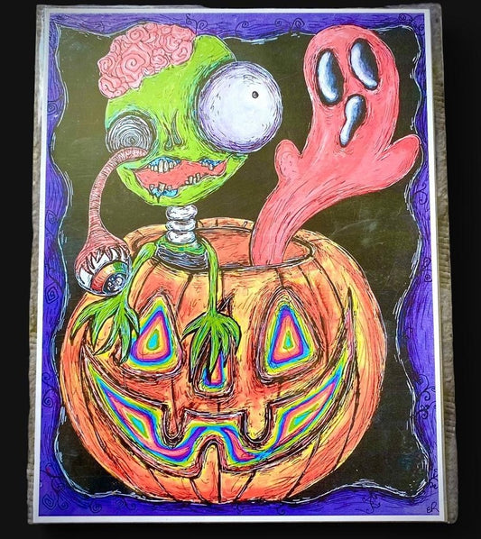 Zombie Pumpkin art print