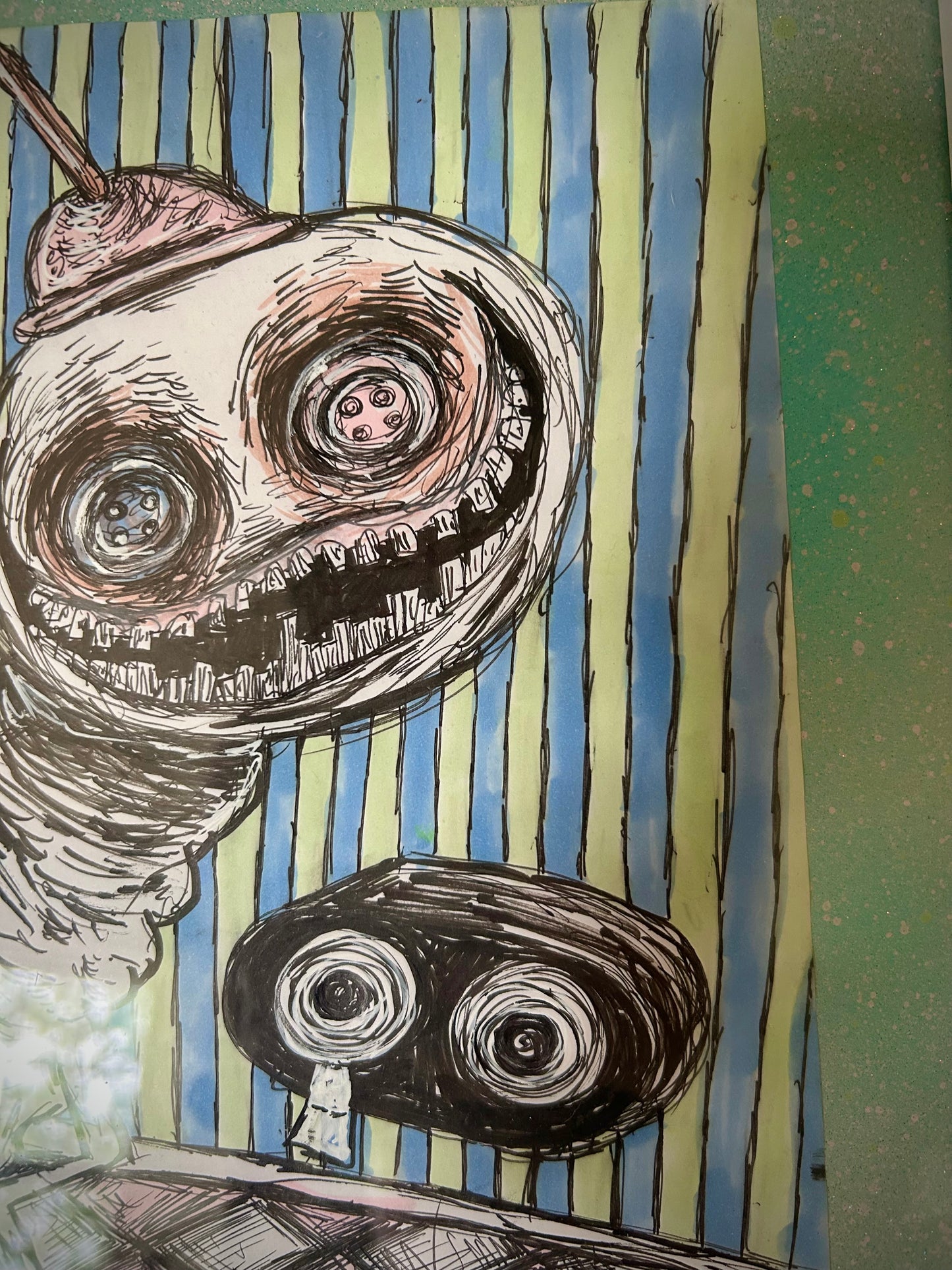 Potty Monster original framed drawing