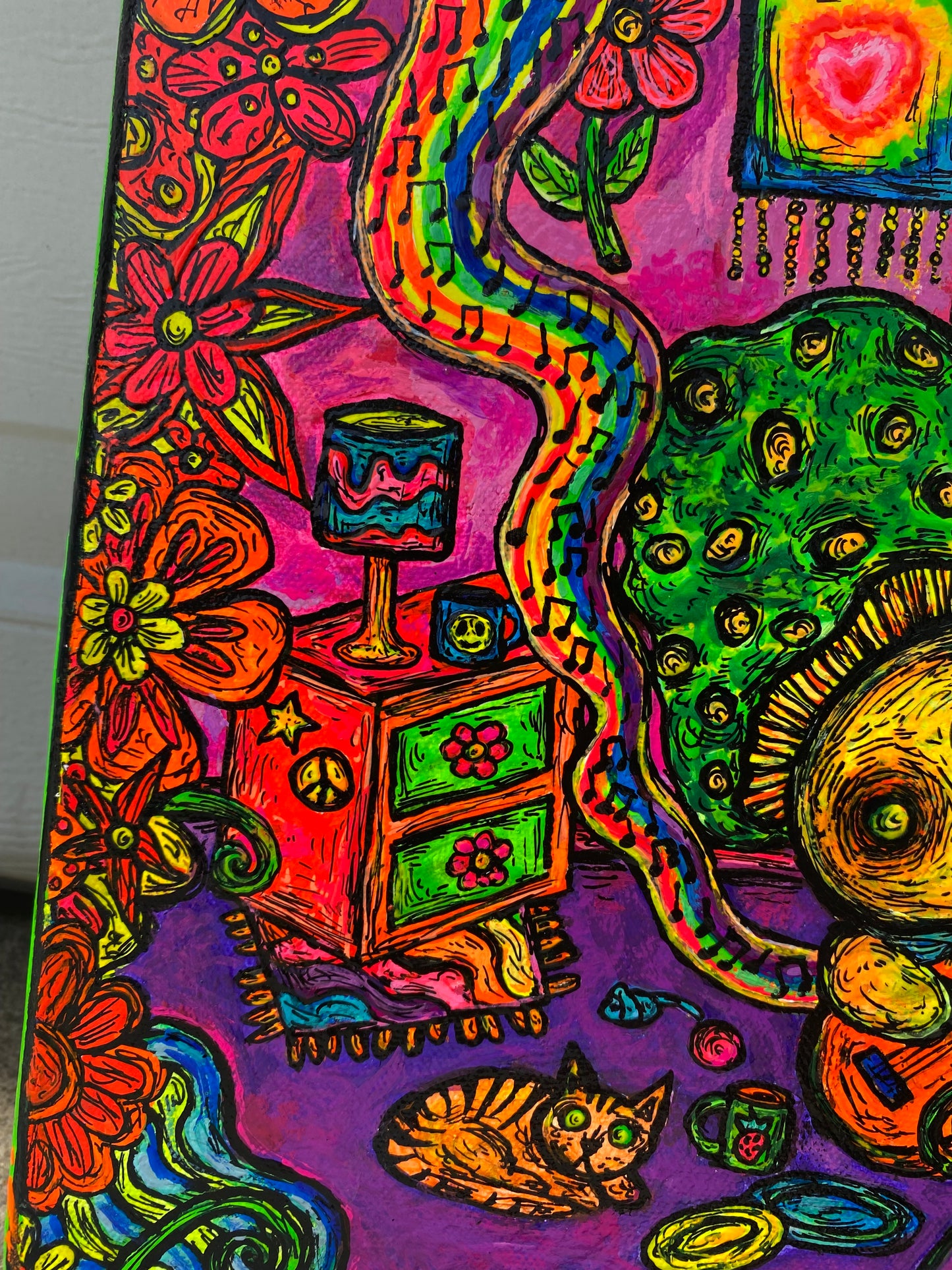 “Mushroom Music Time” original acrylic painting
