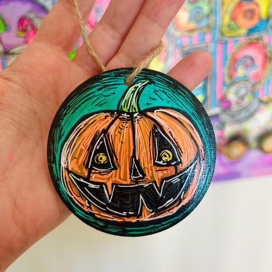 Hand-painted pumpkin ornament