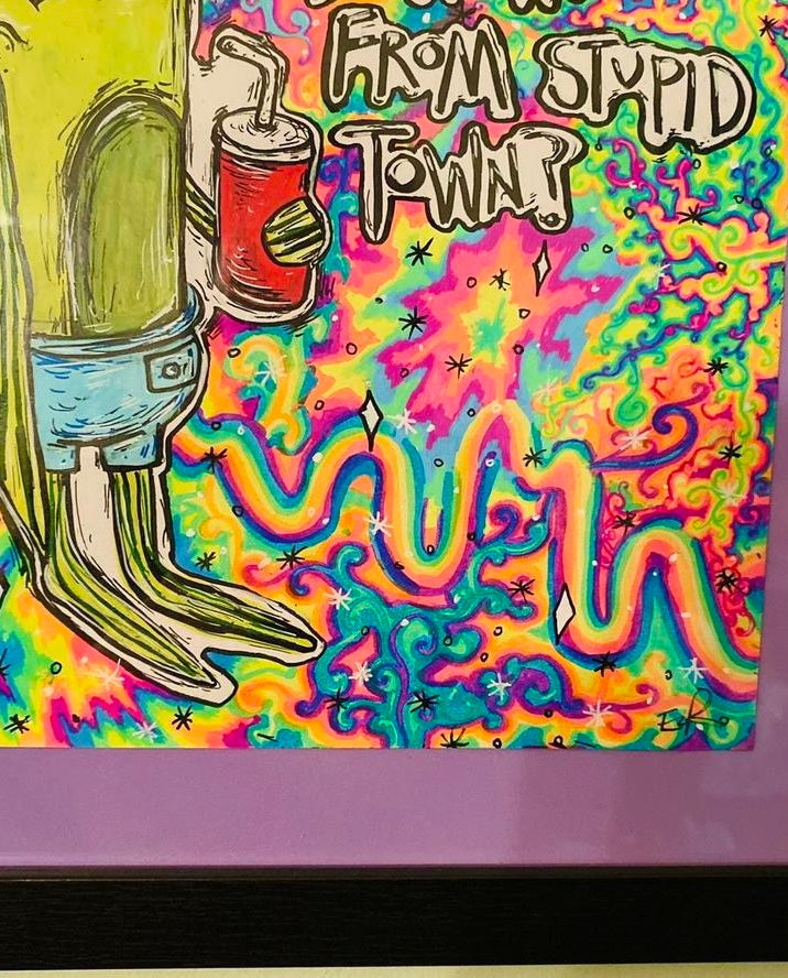 “Stupidtown” original framed drawing