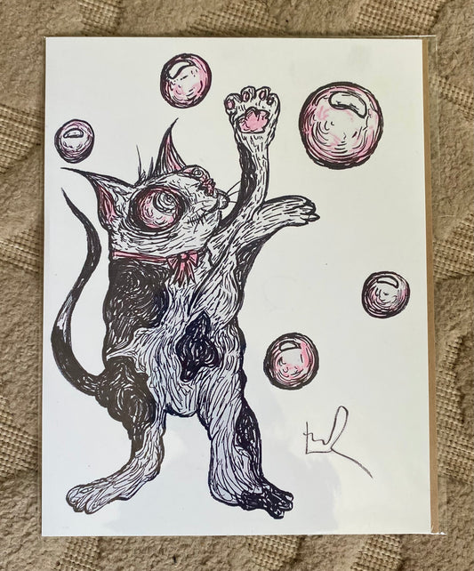 “Kitten Bubbles” print