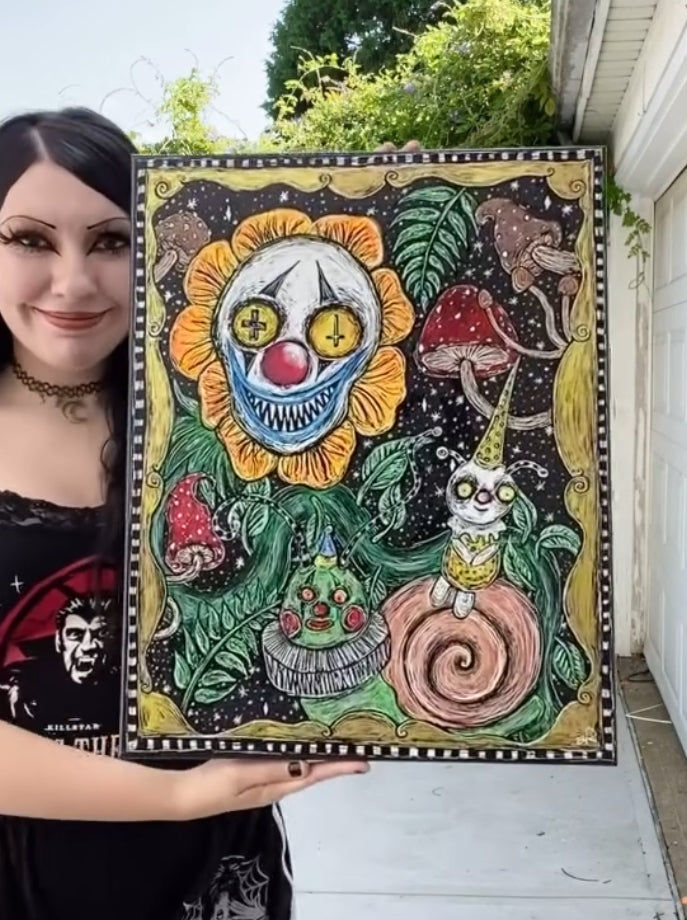 “Nature Clowns” acrylic painting