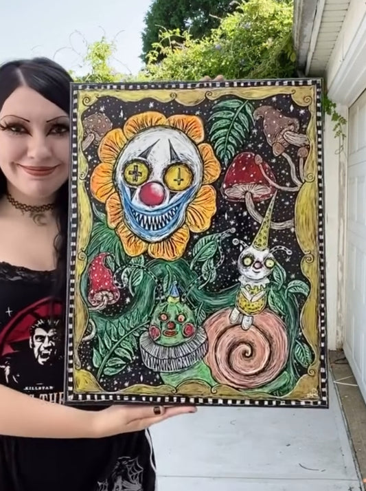“Nature Clowns” acrylic painting