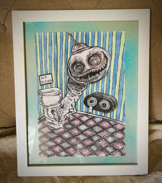 Potty Monster original framed drawing