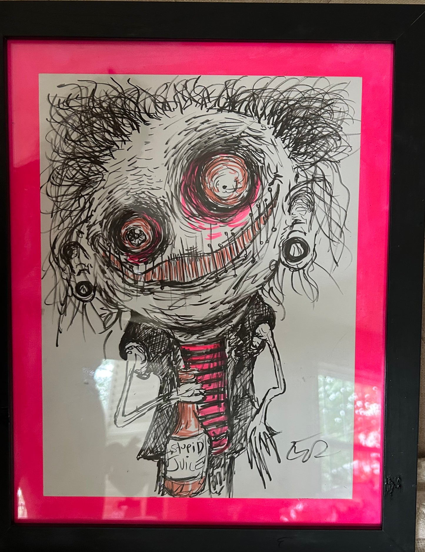 “Stupid Juice” original framed drawing