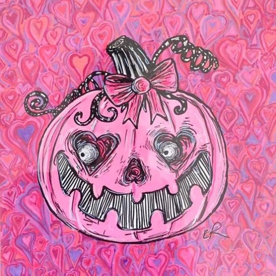 Pink Pumpkin original framed artwork