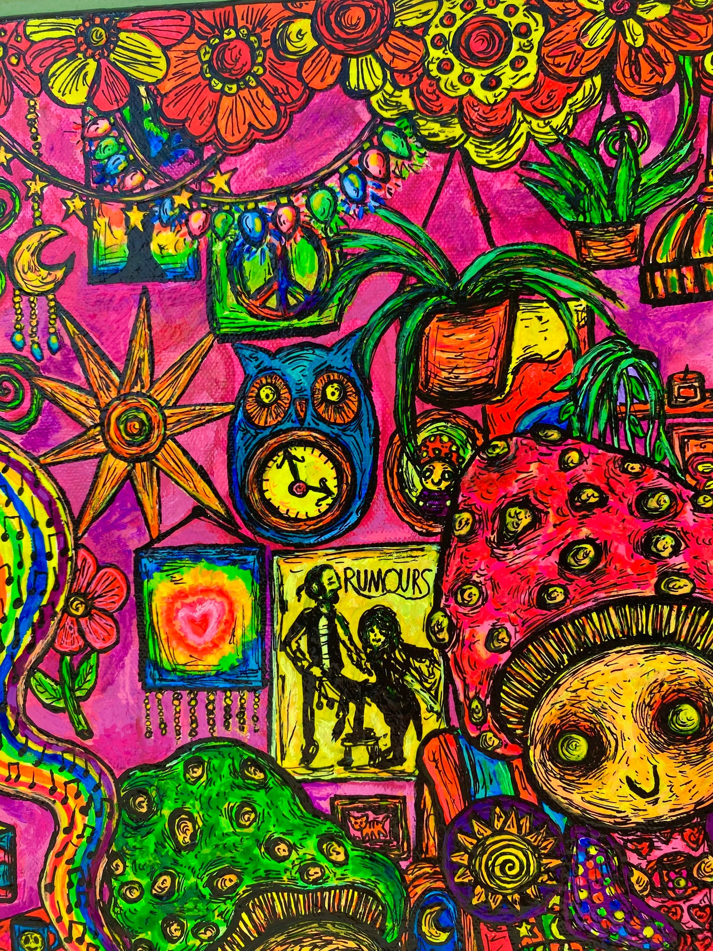 “Mushroom Music Time” original acrylic painting