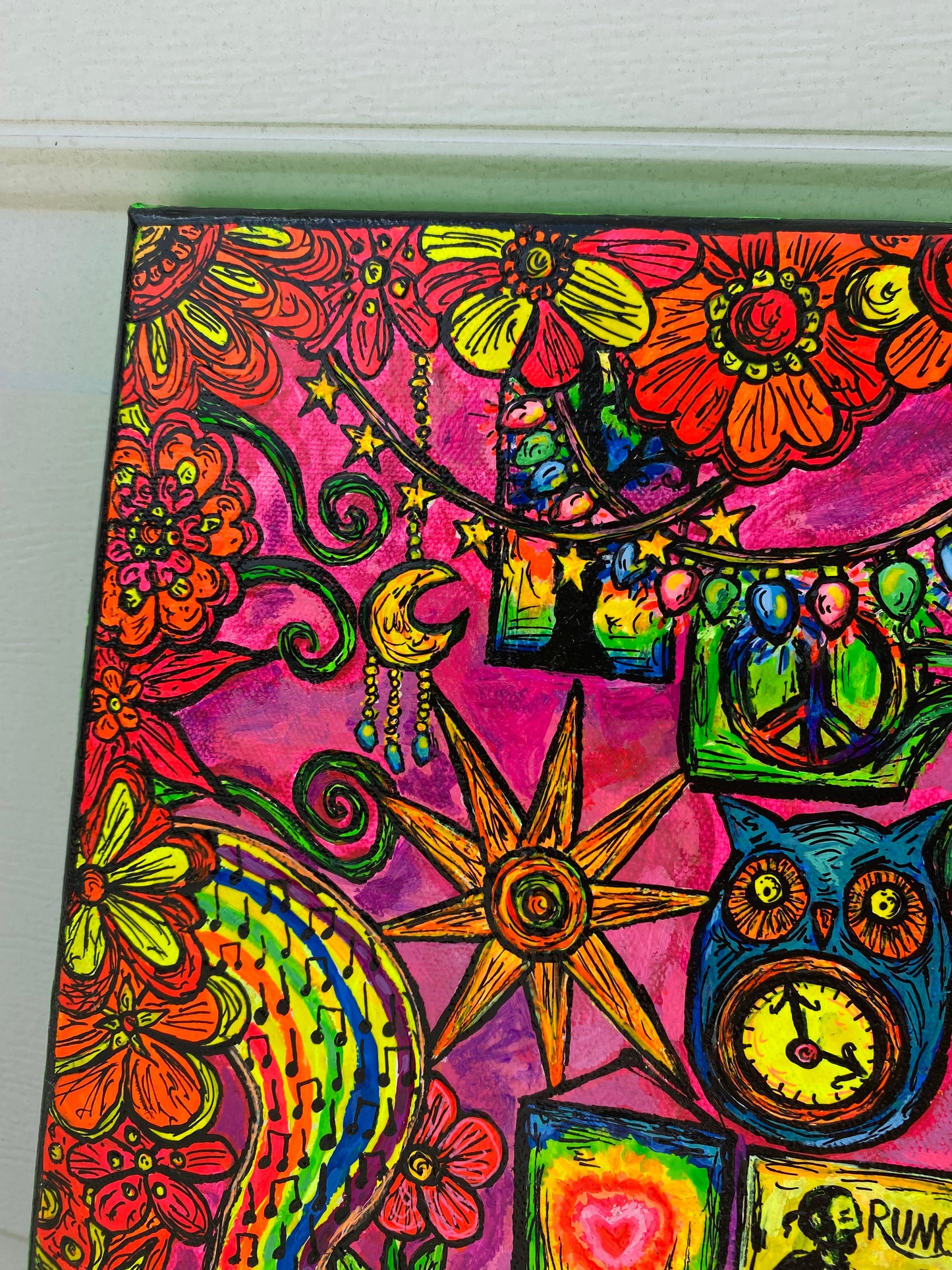 “Mushroom Music Time” original acrylic painting