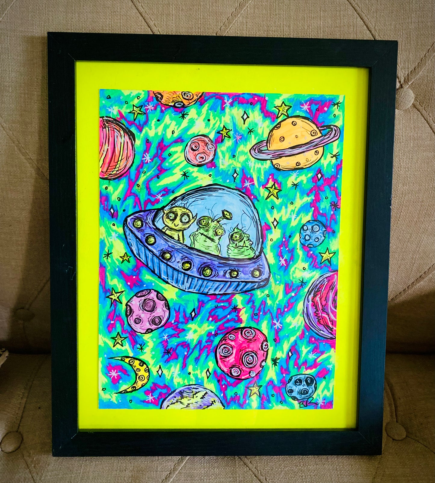 UFO original framed artwork