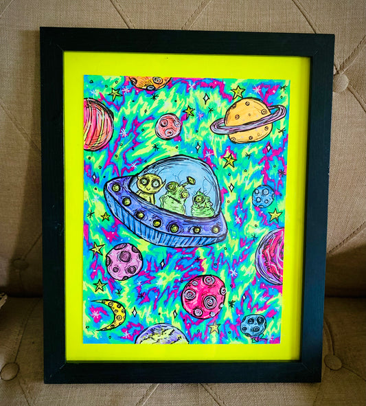 UFO original framed artwork